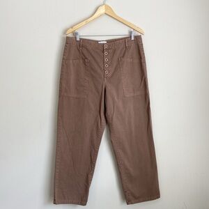 Pistola High Rise Cropped Ankle Brown Utility Trouser Pants